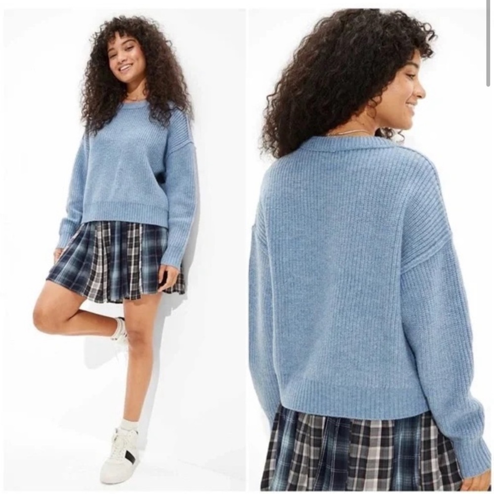 American Eagle light blue Snowdrift wool blend oversized sweater Size XS